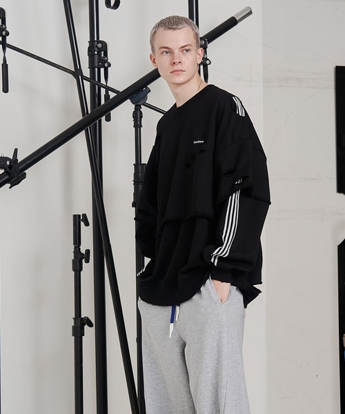 SeeSew トレーナー スウェット 「UNISEX」LAYERD DAMAGE SWEAT