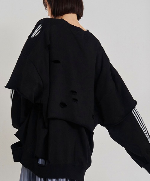 SeeSew トレーナー スウェット 「UNISEX」LAYERD DAMAGE SWEAT
