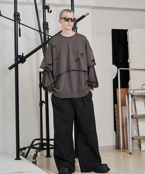 SeeSew トレーナー スウェット 「UNISEX」LAYERD DAMAGE SWEAT