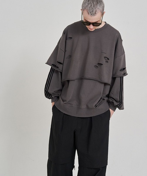 SeeSew トレーナー スウェット 「UNISEX」LAYERD DAMAGE SWEAT