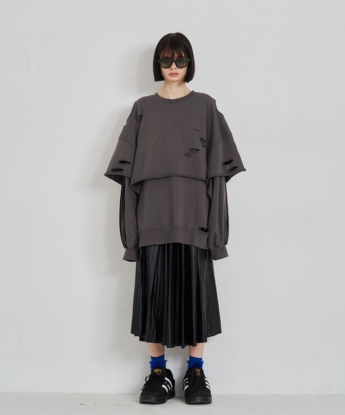 SeeSew トレーナー スウェット 「UNISEX」LAYERD DAMAGE SWEAT