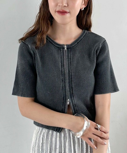 「archives」 半袖ニット MEDIUM ブラック レディース_画像4