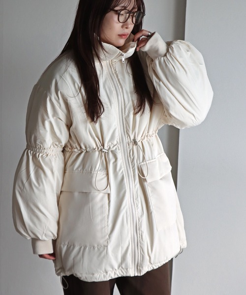 ダウンコート ダウンジャケット ドロストデザインスタンドコート