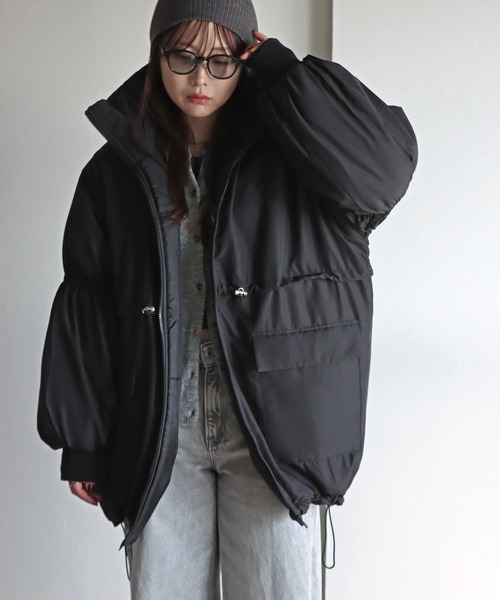 ダウンコート ダウンジャケット ドロストデザインスタンドコート