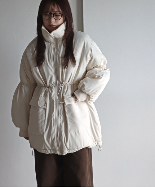 ダウンコート ダウンジャケット ドロストデザインスタンドコート