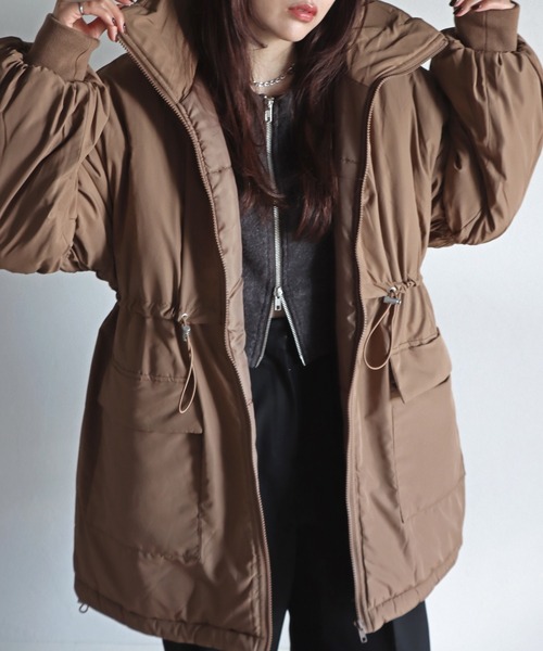 ダウンコート ダウンジャケット ドロストデザインスタンドコート