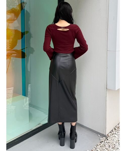 MURUA（ムルーア） スカート ZIPスリットフェイクレザーナロースカート