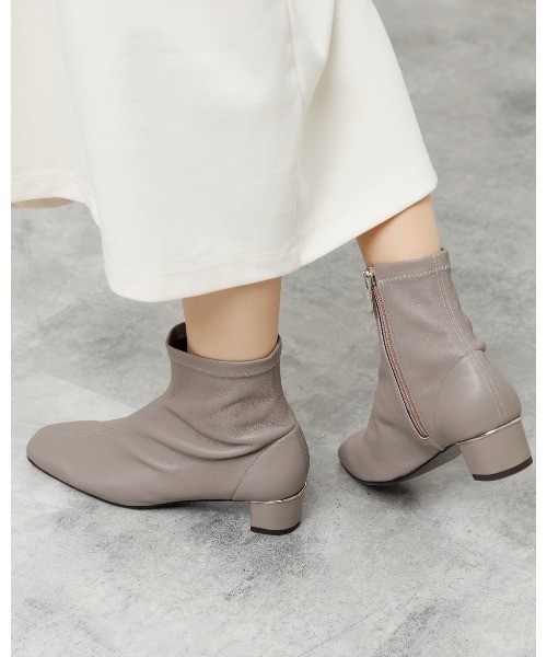 未使用 HIMIKO 卑弥呼 ショートブーツ 25.5 本革 グレージュ 日本製 卑弥呼（HIMIKO） ショートブーツ 23.5cm グレー レディース