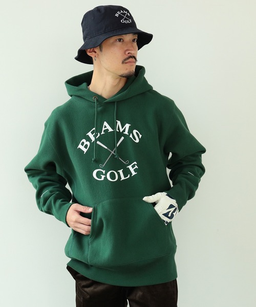 「BEAMS GOLF」 「champion」プルオーバーパーカー MEDIUM オートミール メンズの画像