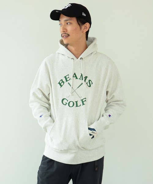 「BEAMS GOLF」 「champion」プルオーバーパーカー MEDIUM オートミール メンズの画像