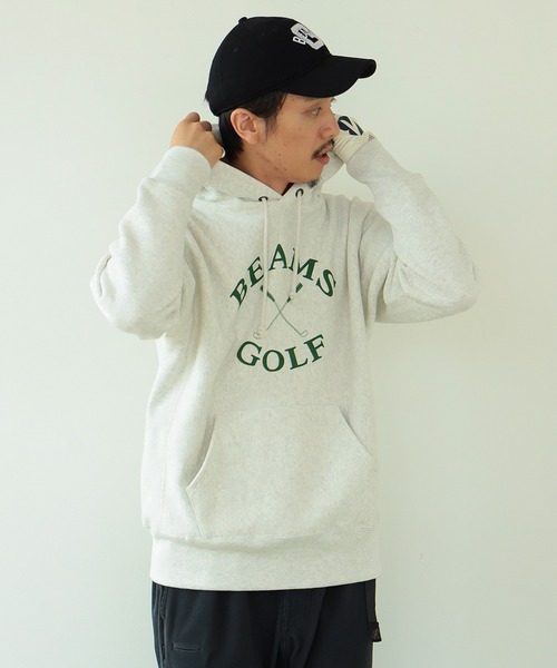 「BEAMS GOLF」 「champion」プルオーバーパーカー MEDIUM オートミール メンズの画像