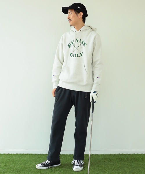 「BEAMS GOLF」 「champion」プルオーバーパーカー MEDIUM オートミール メンズの画像