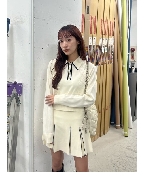 SLY（スライ） ニット セーター ケーブル BICOLOR CABLE KNIT TOPS