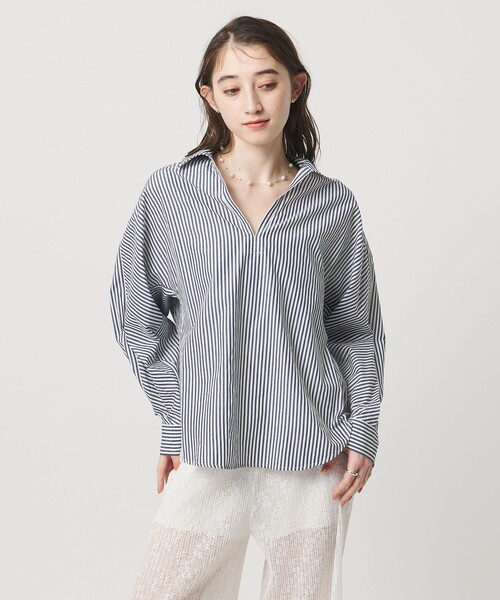 TICCA ティッカ　バンドカラー　ストライプ シャツ　オーバーサイズ　コットン 春待ちの今から気分一新！TICCA(ティッカ) 別注シャツ＆新作
