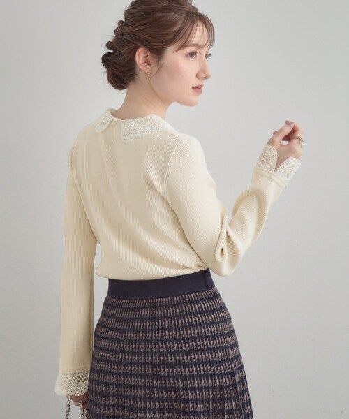 「couture brooch」 長袖ニット 38 ベージュ レディース_画像7
