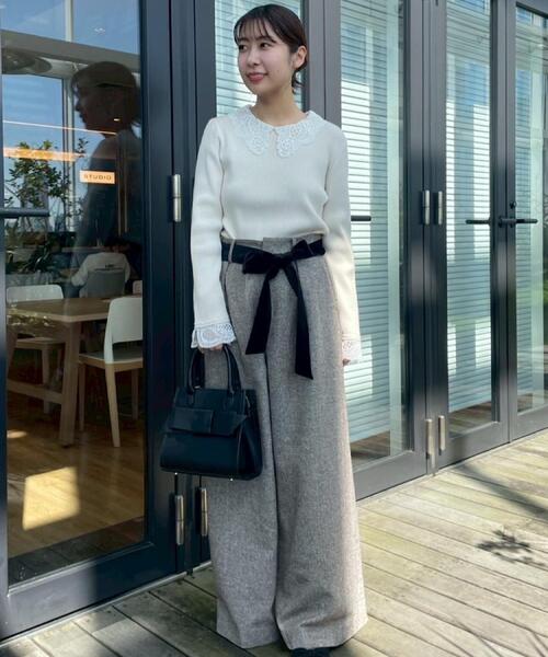 「couture brooch」 長袖ニット 38 ベージュ レディース_画像8
