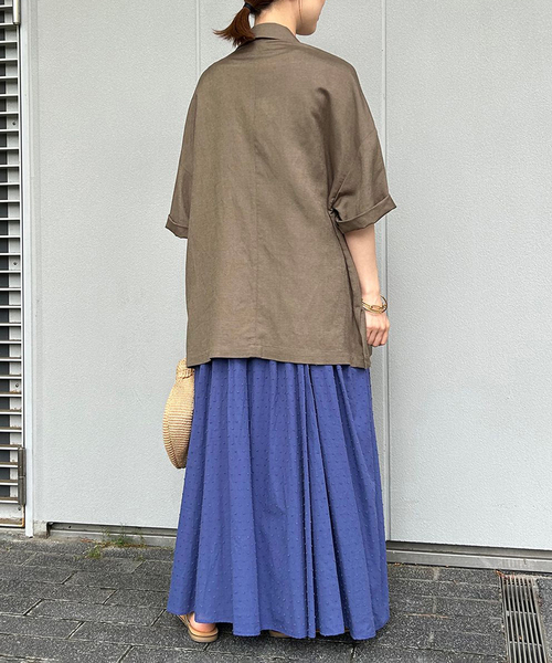 コート アウター 「WEB限定/追加」リネンレーヨンハーフスリーブジャケット レディースの画像