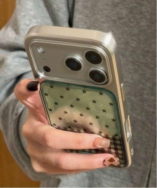 スマホケース 3Dミントグリーンスターギンガムチェック iPhone17
