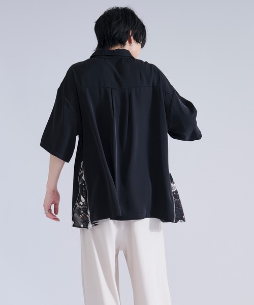 シャツ 2wayサイドジップガラパターンシャツ メンズ レディースの画像