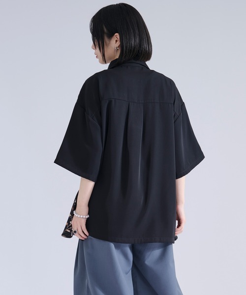 シャツ 2wayサイドジップガラパターンシャツ メンズ レディースの画像
