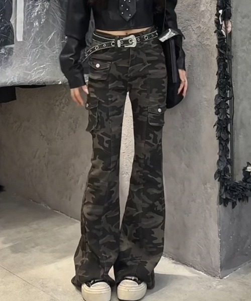 「Sibra」 ブーツカットパンツ S カーキ レディース_画像5