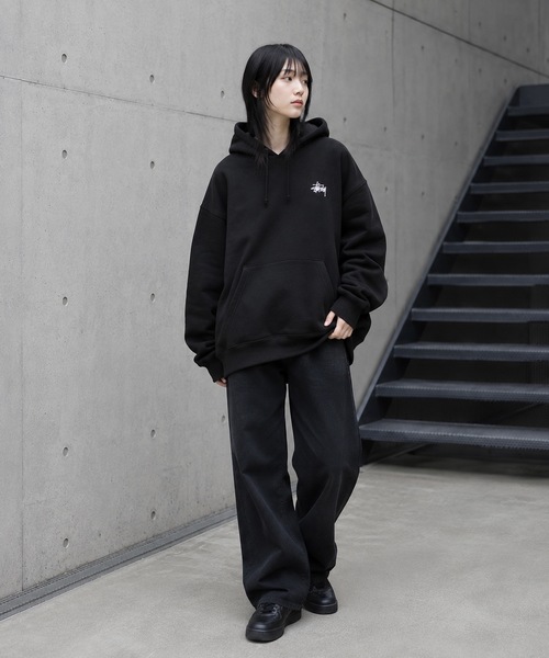 Stussy ブラック パーカー Sサイズ STUSSY（ステューシー） パーカー 裏起毛 BASIC LOGO raising of