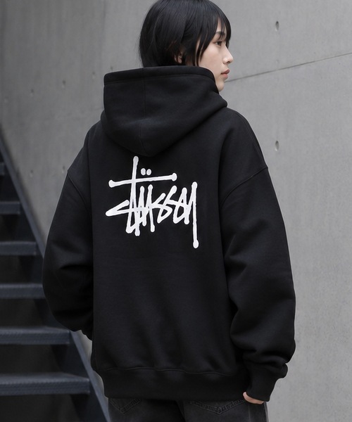 Stussy フード付きパーカー 黒 STUSSY（ステューシー） パーカー BASIC LOGO raising of HOODIE