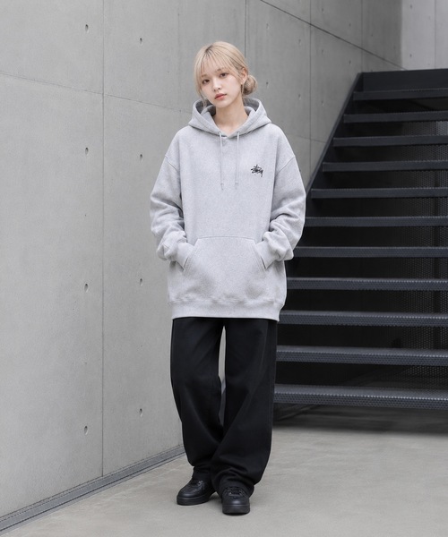 ステューシー Stussy パーカー グレー ビッグロゴ ストリート 人気モデル STUSSY（ステューシー） パーカー BASIC LOGO raising of HOODIE