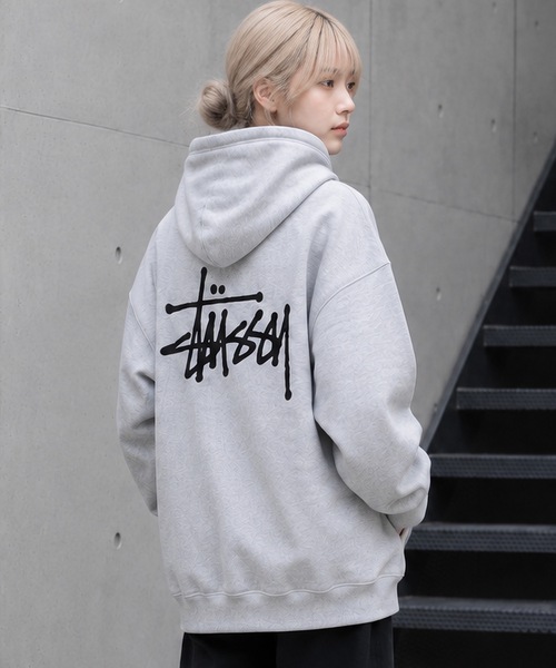 【正規品】stussy グレー パーカー フード付き　old stussy STUSSY（ステューシー） パーカー BASIC LOGO raising of HOODIE
