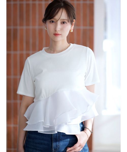 SNIDEL（スナイデル） tシャツ 半袖 ドッキングペプラムカットプル