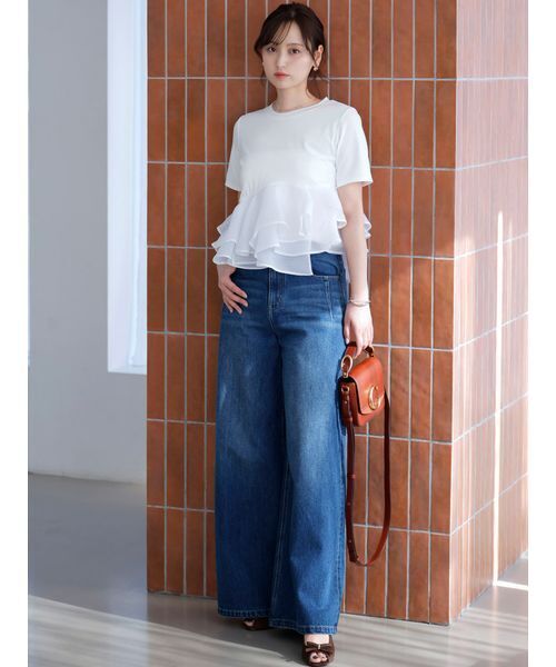 SNIDEL（スナイデル） tシャツ ドッキングペプラムカットプルオーバー