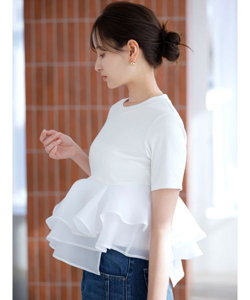 SNIDEL（スナイデル） tシャツ ドッキングペプラムカットプルオーバー