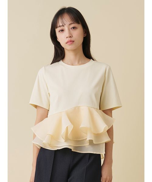 SNIDEL（スナイデル） tシャツ 半袖 ドッキングペプラムカットプル