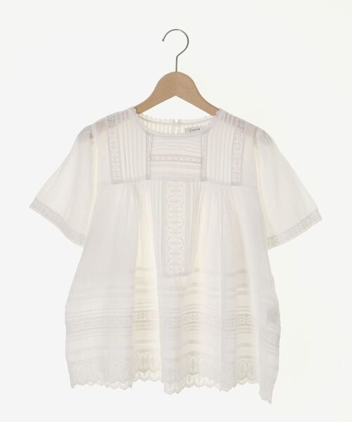 お値下げ！【新品】Rene ルネ　半袖ブラウス　レースMIX le.coeur blanc（ルクールブラン） ブラウス シャツ 夏 半袖 Fanaka