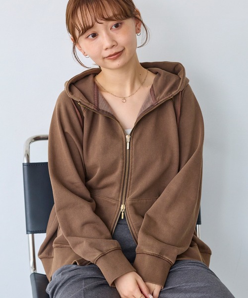 LAVEANGE（ラビアンジェ） パーカー ピグメントダブルジップスウェット
