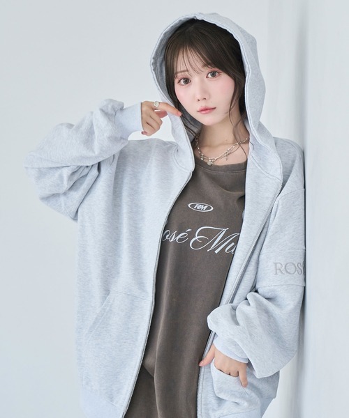 ロゼミューズ　Logo embroidery zip parker　パーカー Rose Muse（ロゼミューズ） パーカー Logo embroidery zip parker