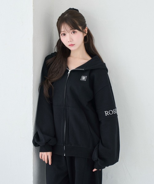Rose Muse（ロゼミューズ） パーカー Logo embroidery zip parker