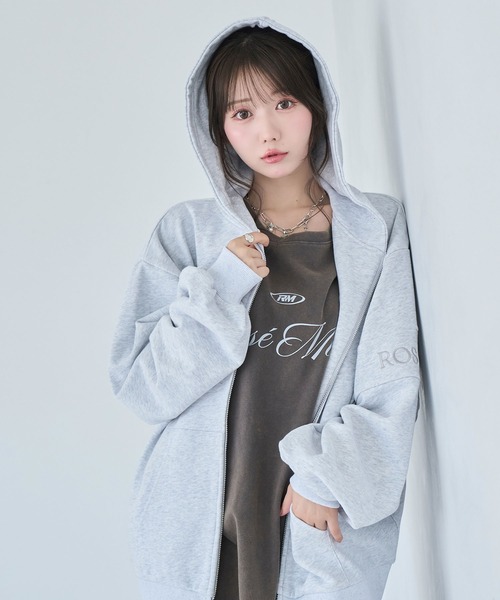 Rose Muse（ロゼミューズ） パーカー Logo embroidery zip parker
