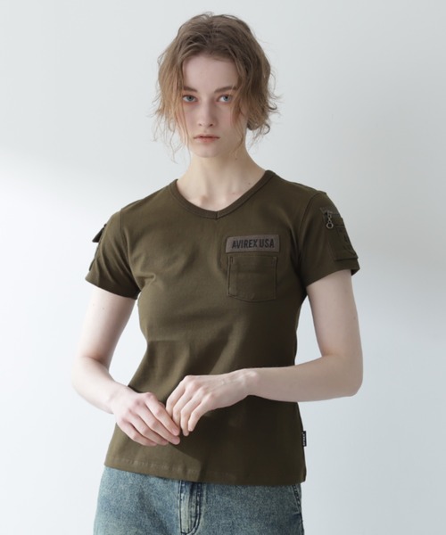 tシャツ 「WEB限定」ファティーグVネックティーシャツ/ FATIGUE V-NECK T-SHIRT レディース