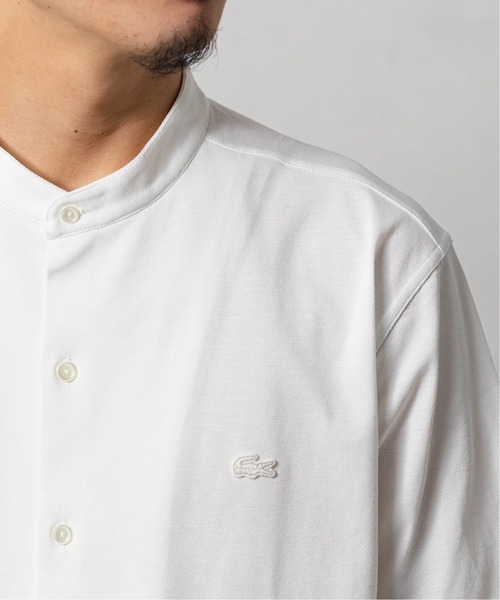 LACOSTE/ラコステ 別注 フルオープン 鹿の子 ポロシャツ　※ホワイト セール】LACOSTE (ラコステ) 別注 バンドカラー フルオープン