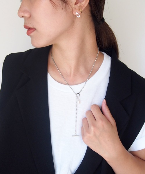 mille blanc ネックレス パール付きチェーンネックレス レディース 