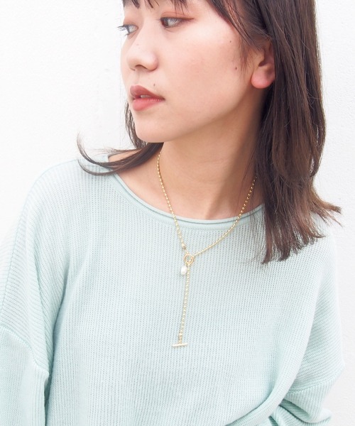 mille blanc ネックレス パール付きチェーンネックレス レディース 