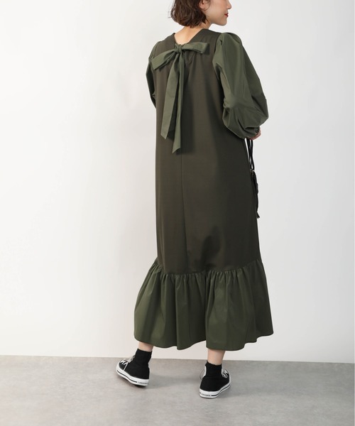 PICCIN ワンピース バックリボン異素材ワンピース : ZOZOTOWN