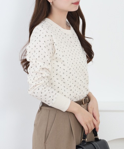 ホワイトペース 花柄 長袖Tシャツ　ロンT JEMORGAN（ジェーイーモーガン） tシャツ ワッフル花柄ラグランロンT