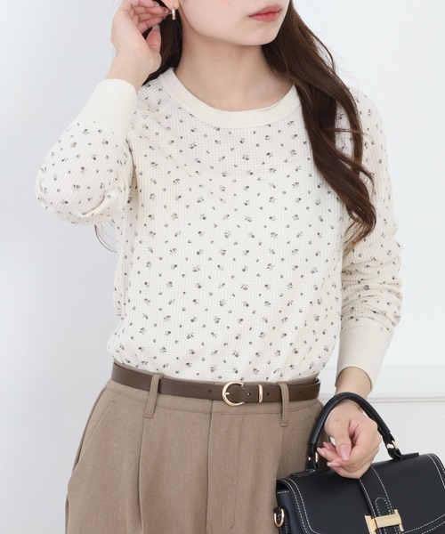 JEMORGAN（ジェーイーモーガン） tシャツ ワッフル花柄ラグランロンT