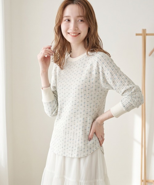 【値下げしました】deco depuis 1985 カットソー ワッフル 花柄 JEMORGAN（ジェーイーモーガン） スマホショルダー tシャツ ワッフル花