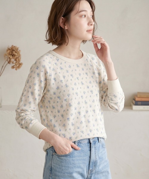 【値下げしました】deco depuis 1985 カットソー ワッフル 花柄 JEMORGAN（ジェーイーモーガン） スマホショルダー tシャツ ワッフル花