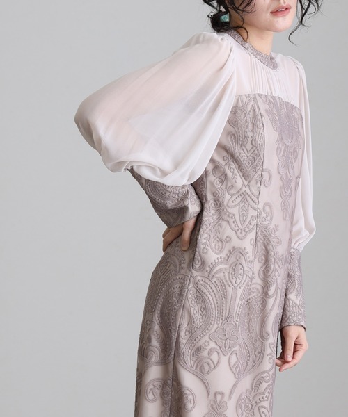 atlo（アトロ） ドレス ミモレ丈＆袖ありフォーマルIラインお呼ばれ