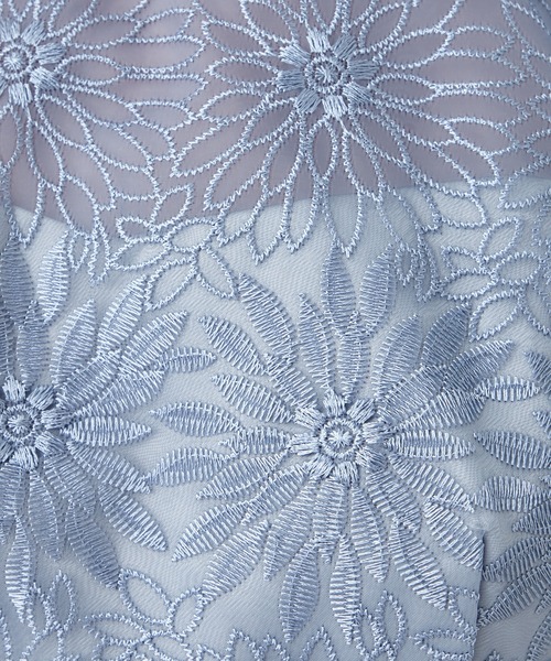 【新品未使用】AIMER オーガンジー 花柄刺繍 ボリュームスリーブドレス オーガンジー花柄刺繍ボリュームスリーブドレス(S ピンク