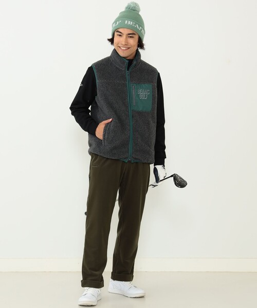 ベスト 「MEN」BEAMS GOLF ORANGE LABEL / パイピング ボア ジップベスト BEAMS GOLF ORANGE LABEL パイピング ボア